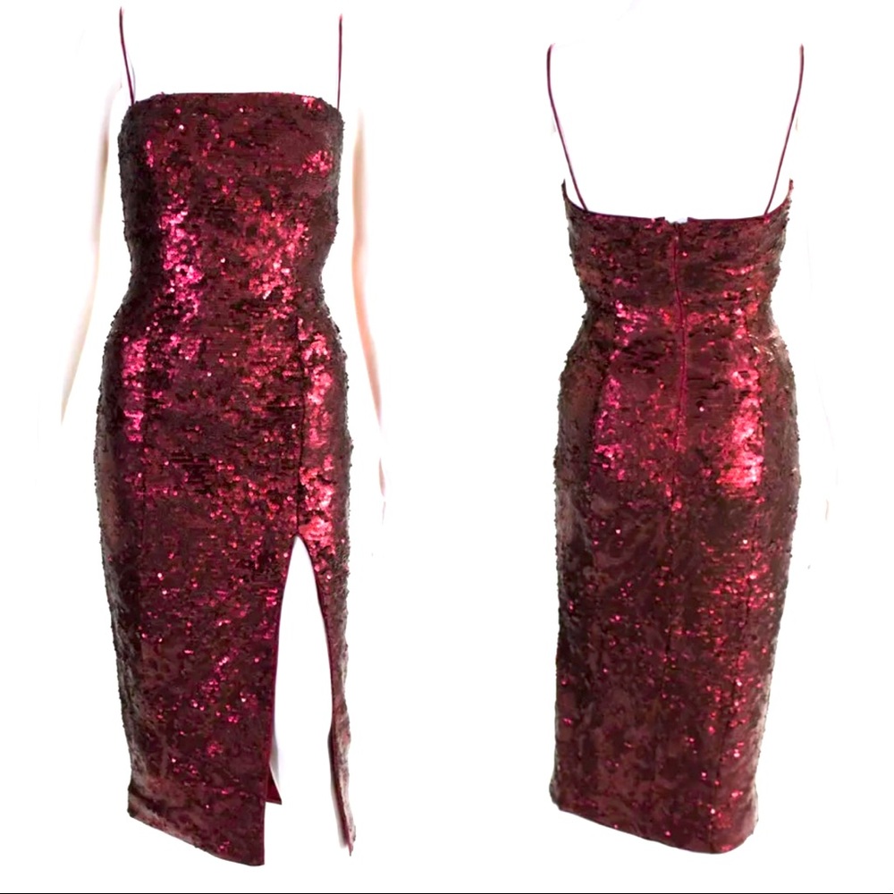 MISHA • Sequin Cocktail Dress in Wine 🍷 Sz 2